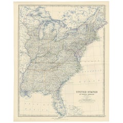 Antique Map of the United States of North America ‘East’ by A.K. Johnston, 1865