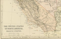 Antique Map of The United States of North America, Pacific States, 1882