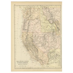 Carta geografica antica degli Stati Uniti d'America del Nord, Stati del Pacifico, 1882