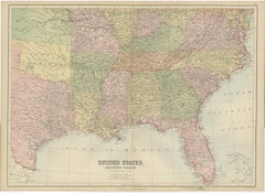 Antique Map of The United States Southern Section by A & C. Black, 1870
