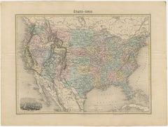 Antique Map of the United States with Vignette of Washington