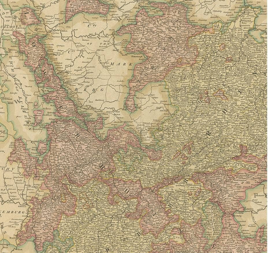Antique Map of the Upper and Lower Rhine by Cary, 1811