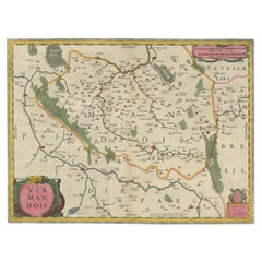 Carta geografica antica della regione del Vermandois (Piccardia) in Francia di Janssonius, 1640 ca.