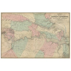 Antique Map of the vicinity of Richmond by Johnson, 1872