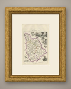 Antique Map of the Vienne, Poitiers and Cardinal Jean Balue, circa 1860