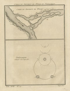 Antike Karte der Flussmündungen Vitim und Lena, Russland, 1768