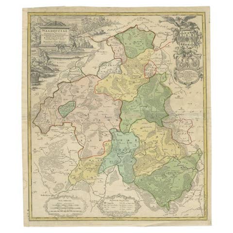 Antique Map of the Waldeck Region of Germany by Homann Heirs, circa 1733