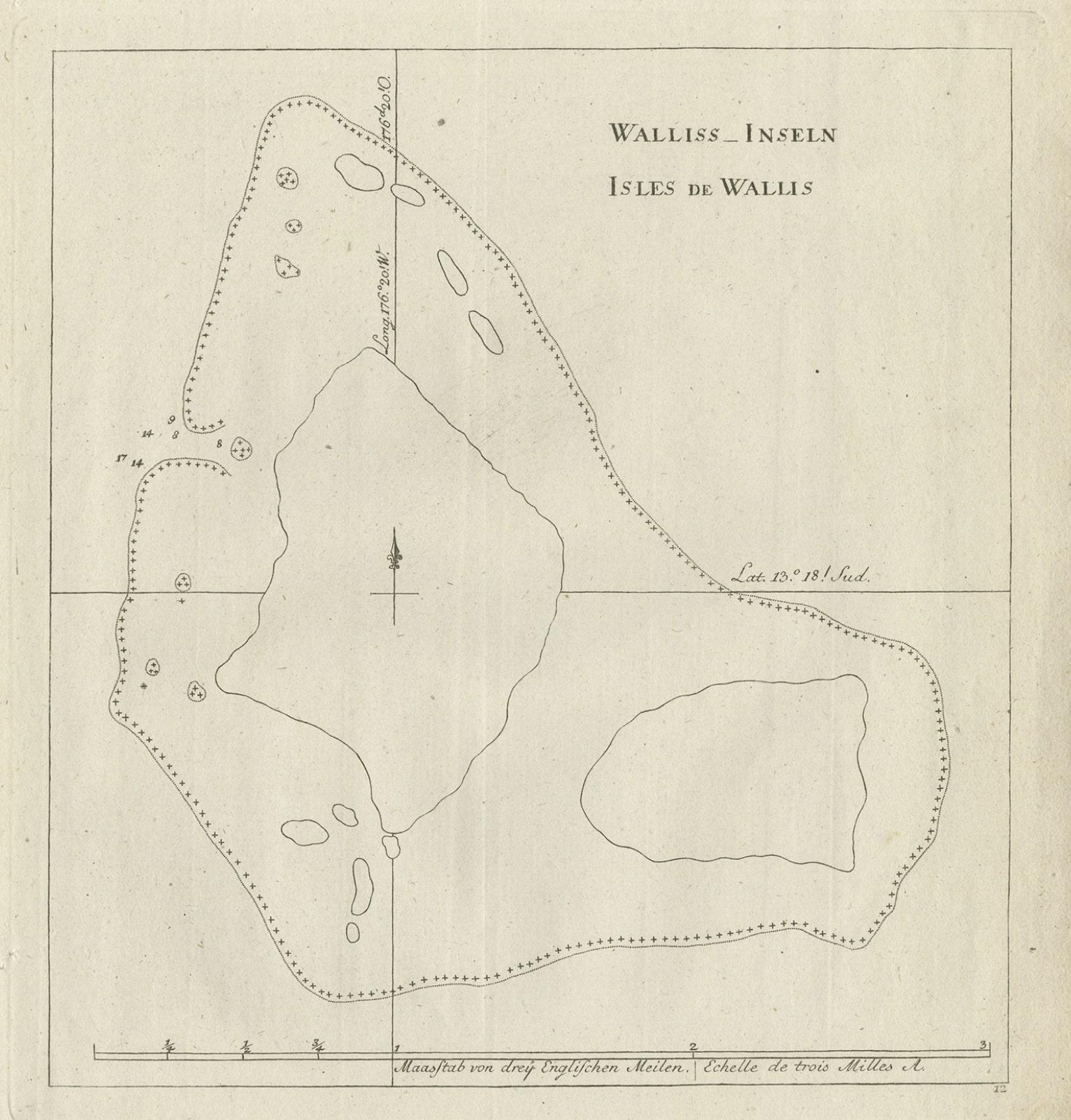 Antike Karte der Wallis- und Futuna-Inseln, Französisches Überseegebiet, 1778 im Zustand „Gut“ im Angebot in Langweer, NL