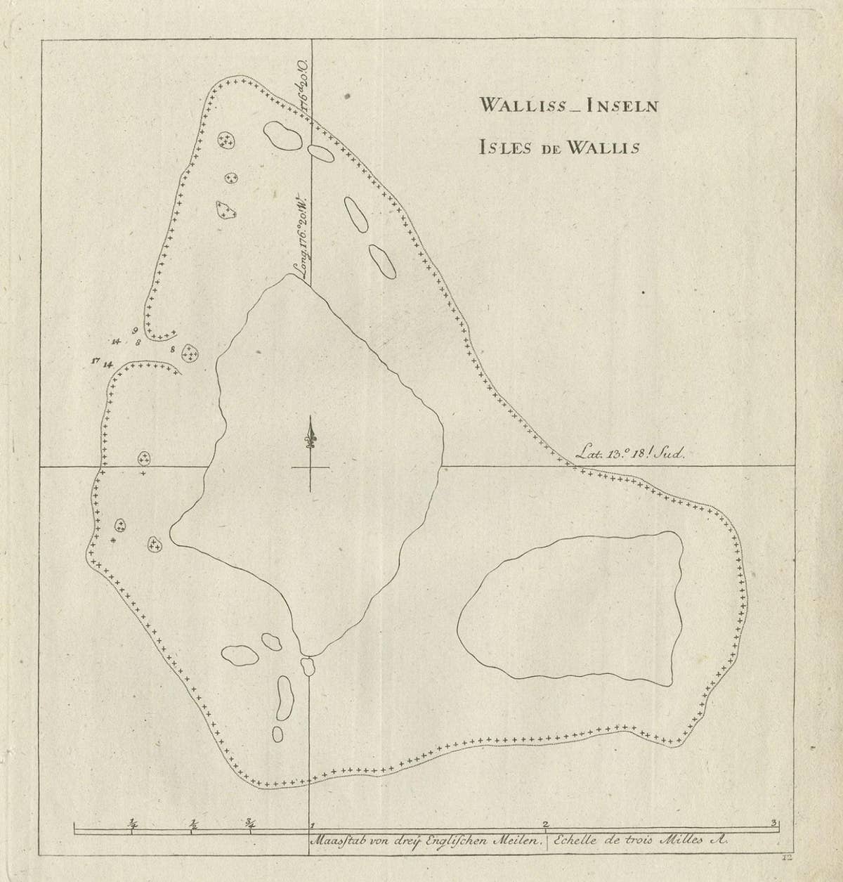 Antique Map of the Wallis and Futuna Islands, French Overseas Territory, 1778