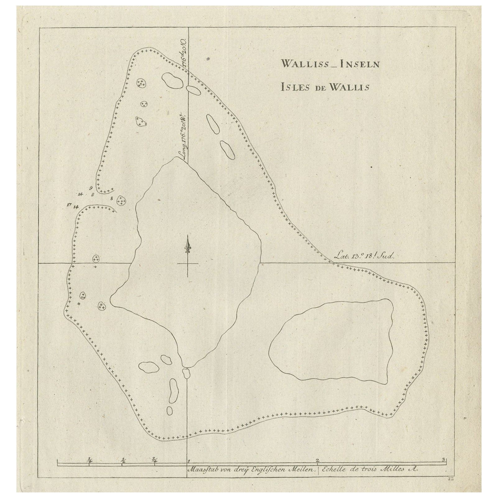 Carte ancienne des îles Wallis et de Futuna, territoire français à l'étranger, 1778 en vente