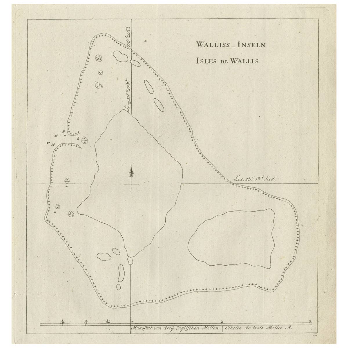 Antique Map of the Wallis and Futuna Islands, French Overseas Territory, 1778