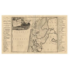 Antike Karte des westfranzösischen Teils des von Unabhängigen Friesland von Halma, 1718