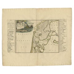 Antike Karte des westfranzösischen Teils unabhängiger Frieslands von Halma, 1718