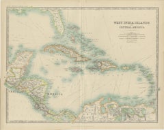 Antique Map of the West India Islands and Central America by Johnston '1909'