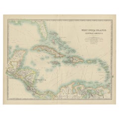 Antique Map of the West India Islands and Central America by Johnston '1909'