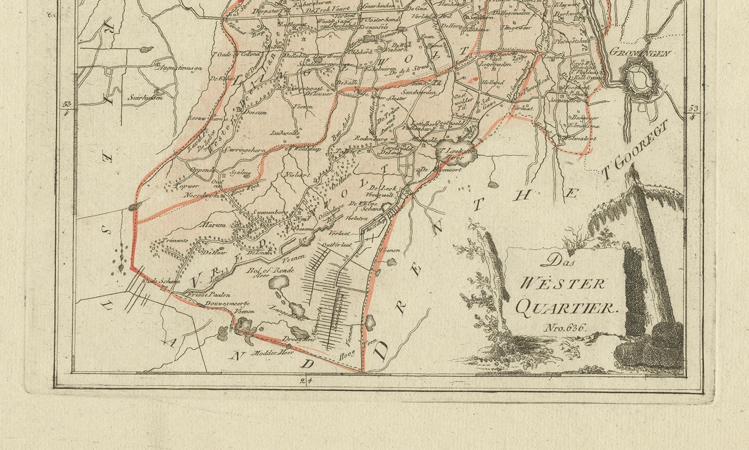 XVIIIe siècle et antérieur Carte ancienne de la région de Westerkwartier, une région située à Groningen, 1791 en vente