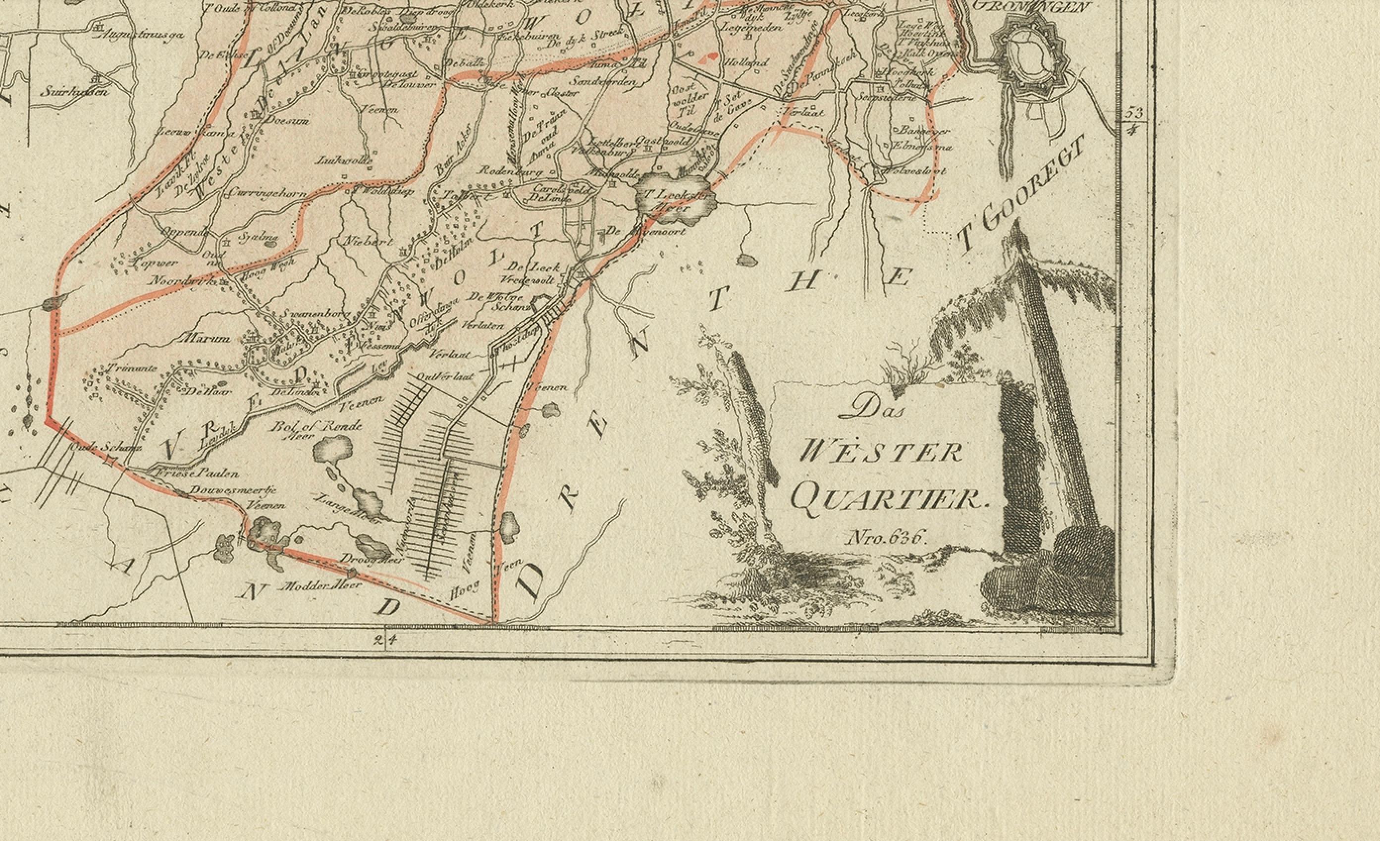 Carte ancienne de la région de Westerkwartier, une région située à Groningen, 1791 en vente 1