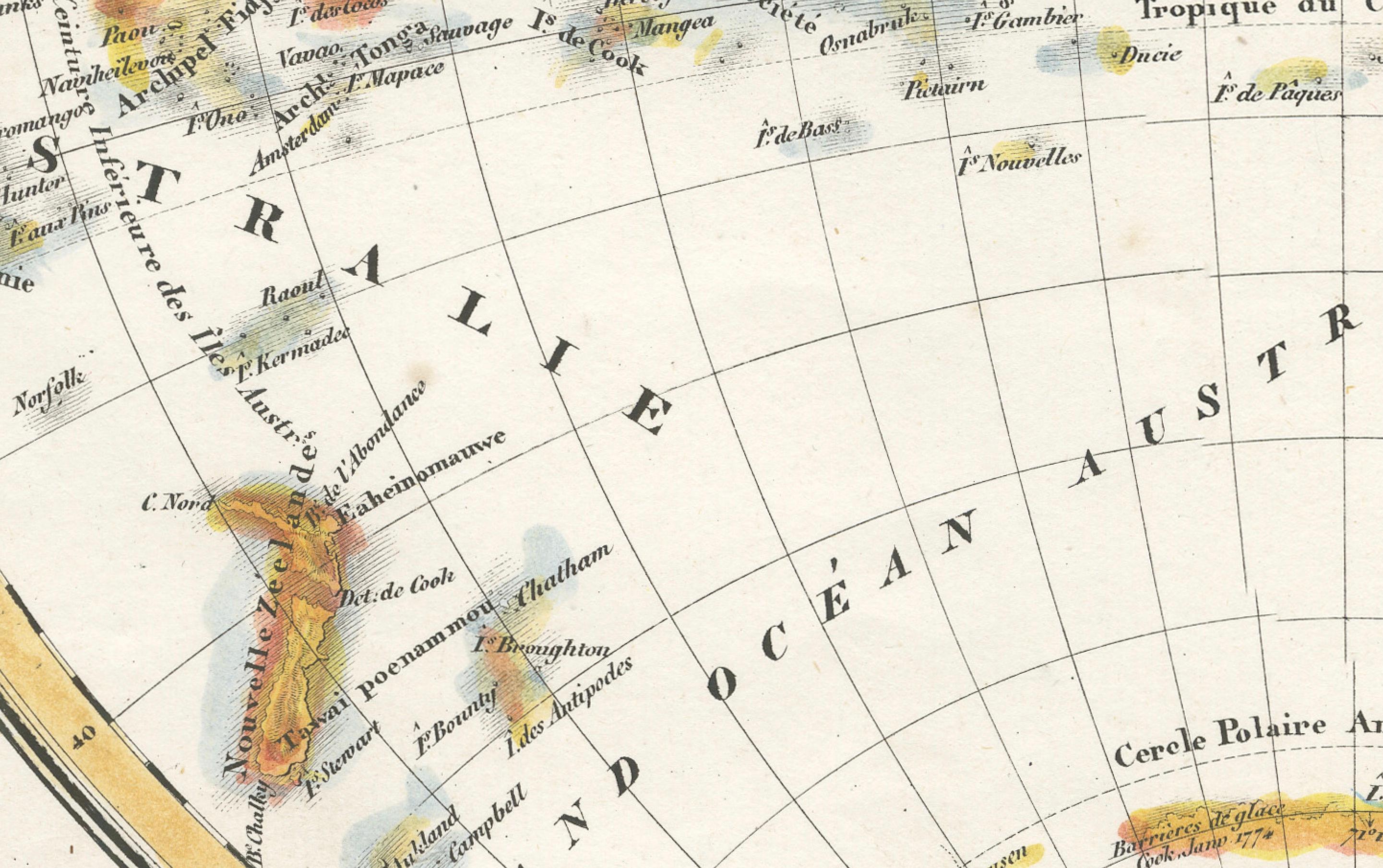 Papier Carte ancienne de l'hémisphère occidental par Lapie, France, vers 1830 en vente