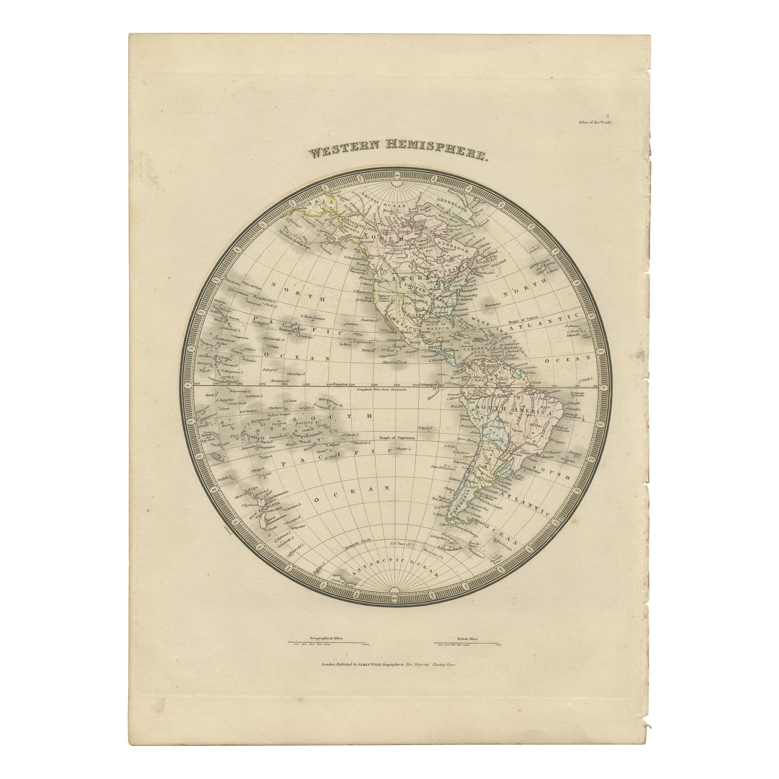 Antique Map of the Western Hemisphere by Wyld '1845' For Sale