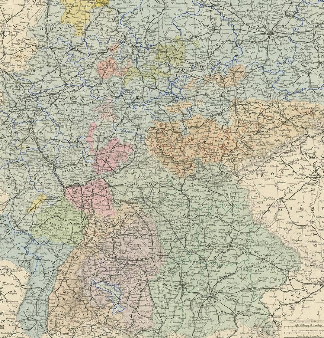 Antique Map of the Western Part of the German Empire by Levasseur, '1875'