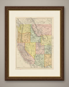 Antique Map of the Western United States, Denver to the Pacific Coast, 1899