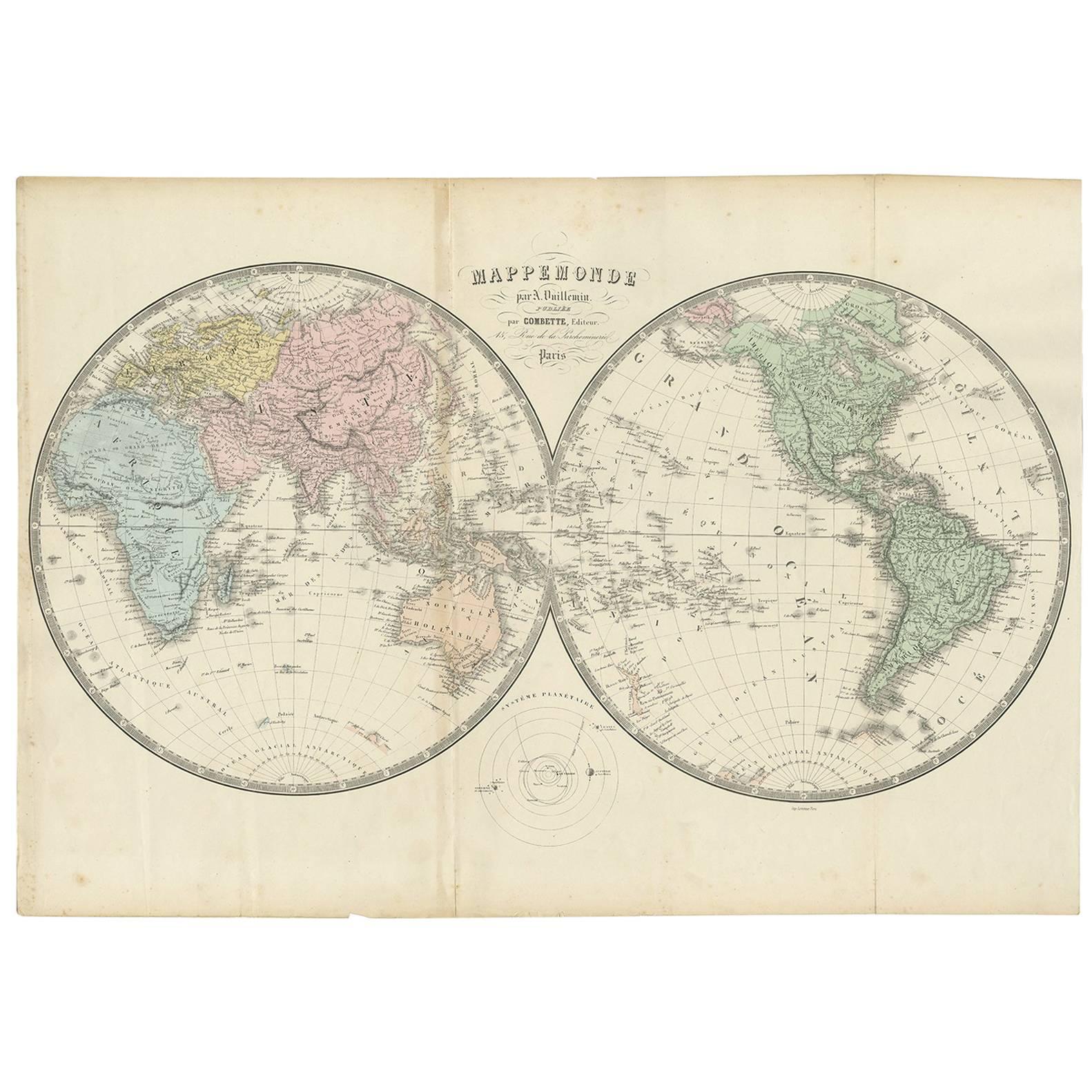 Antique Map of the World by A. Vuillemin, 1854