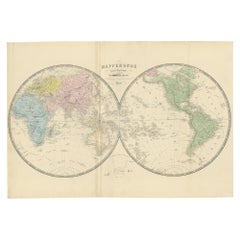 Antique Map of the World by A. Vuillemin, 1854