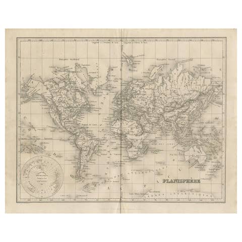 Antique Map of the World by Balbi '1847'