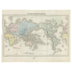 Antique Map of the World by D'Urville '1853'