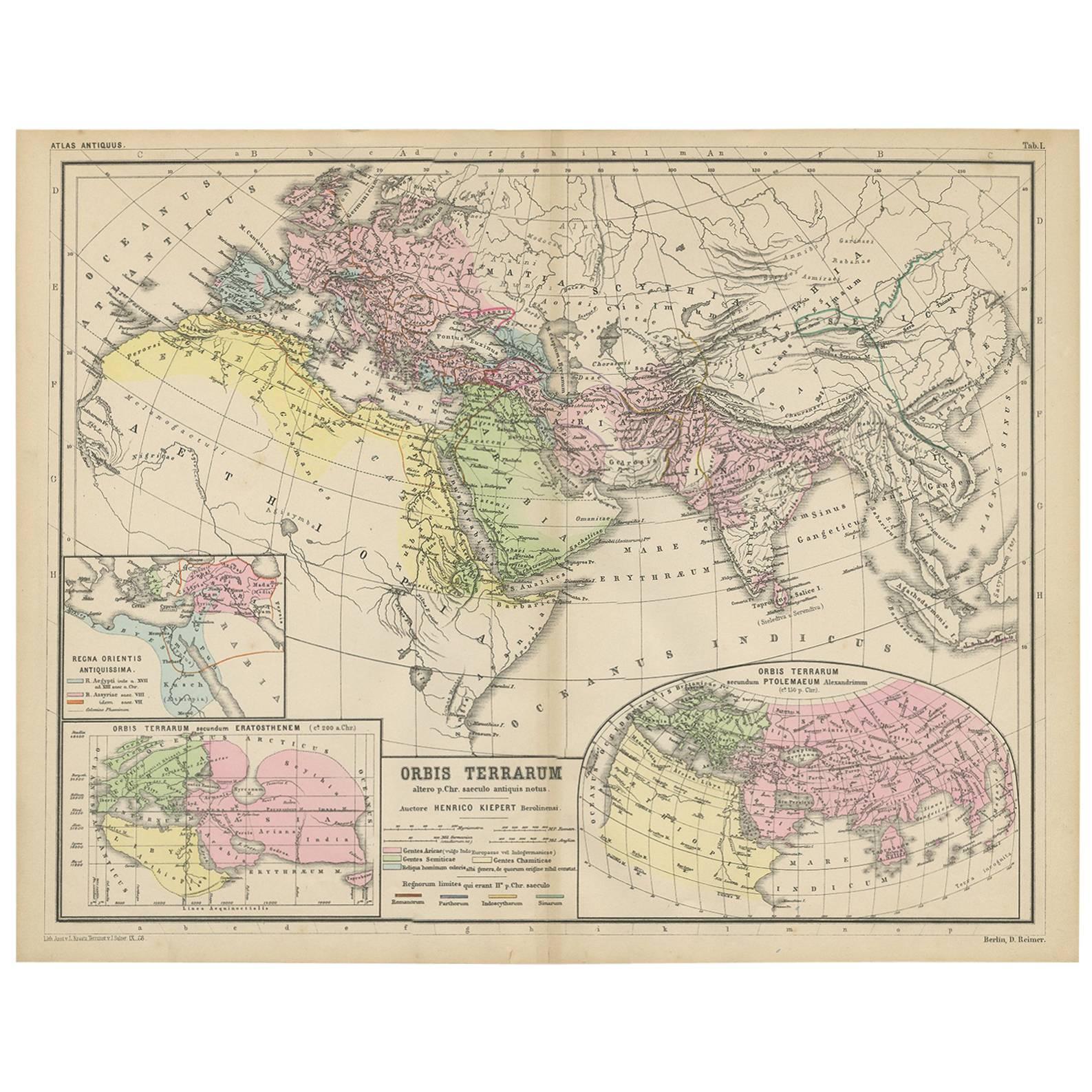 Antique Map of the World by H. Kiepert, circa 1870