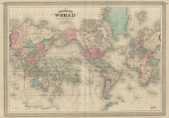 Antique Map of the World by Johnson, '1872'