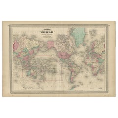 Antique Map of the World by Johnson, '1872'