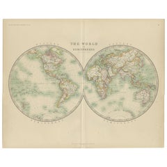 Antique Map of the World by Johnston '1909'