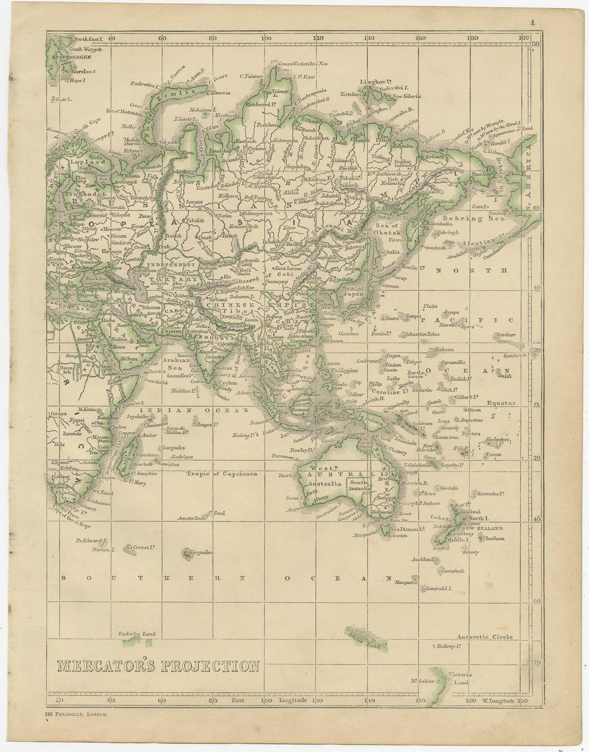 Antique Map of the World in two sheets, 1852