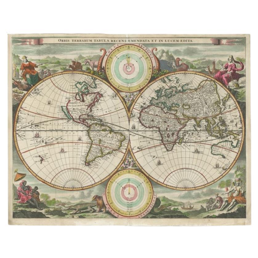 Antique Map of the World by Stoopendaal, c.1714 For Sale