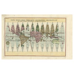 Carta geografica antica del mondo in 12 globi di Scherer, "circa 1702".
