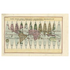 Carte ancienne du monde en 12 globes Gores de Scherer, datant d'environ 1702