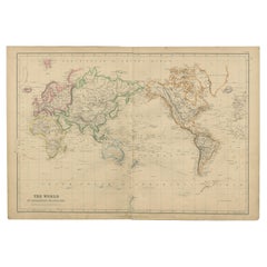 Antique Map of the World on Mercator's Projection by W. G. Blackie, 1859