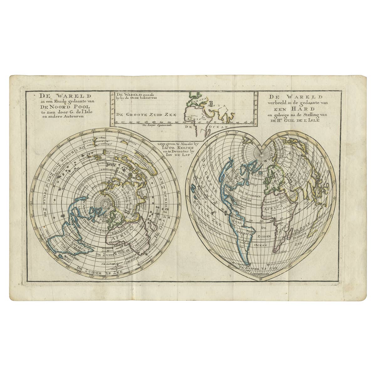 Antique Map of the World with California as an Island, 1788