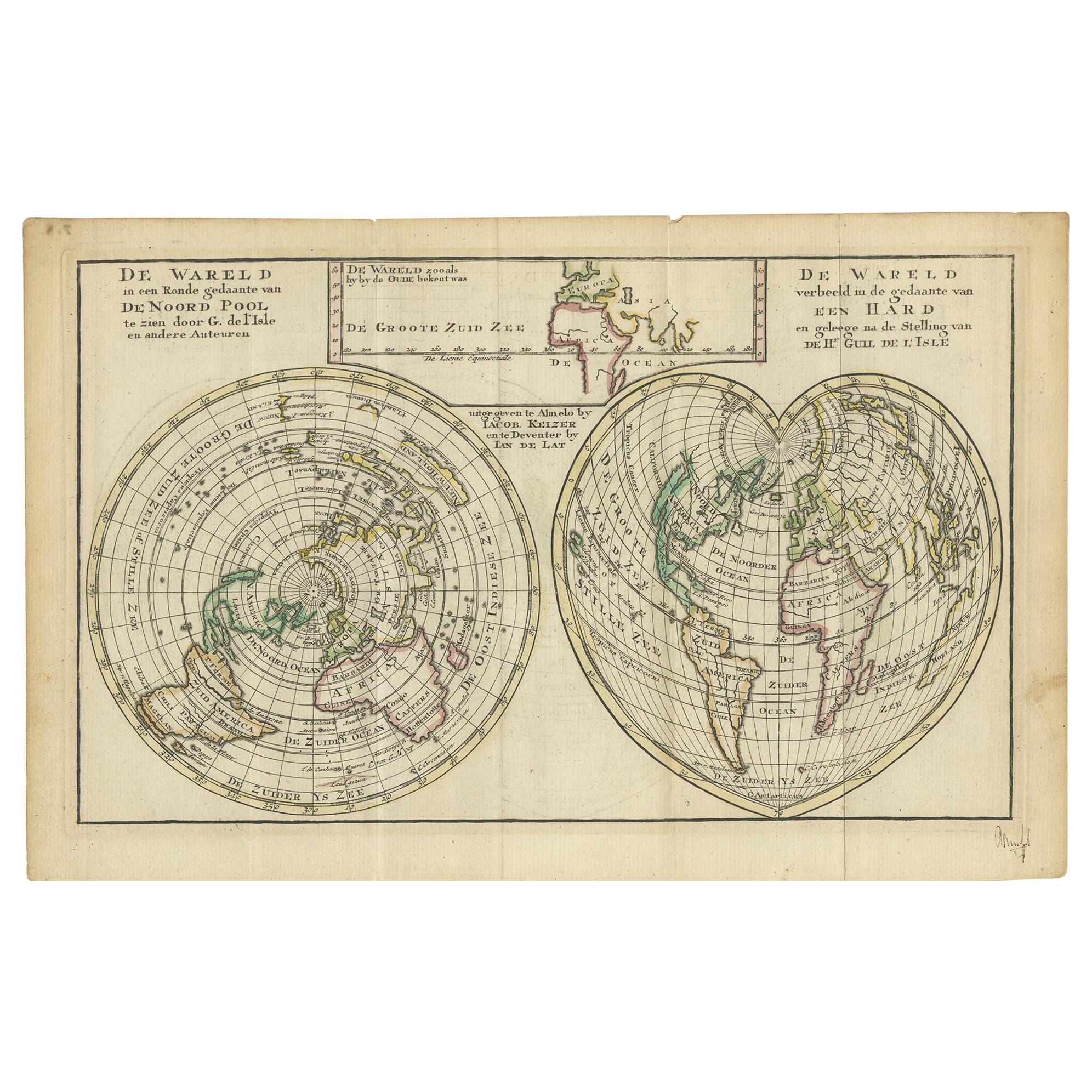 Antique Map of the World with California as an Island by Keizer & de Lat '1788'