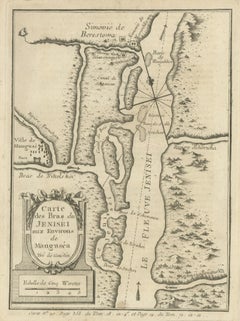 Antike Karte des Yenisei-Fluss in Sibirien, Russland, 1768