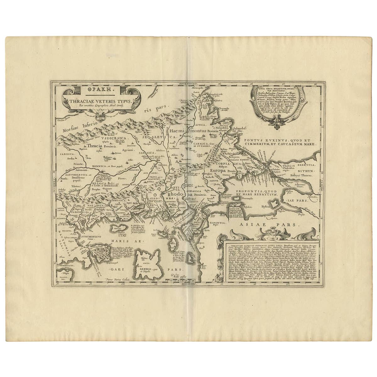 Antique Map of Thracia ‘Greece’ by J. Janssonius, circa 1650