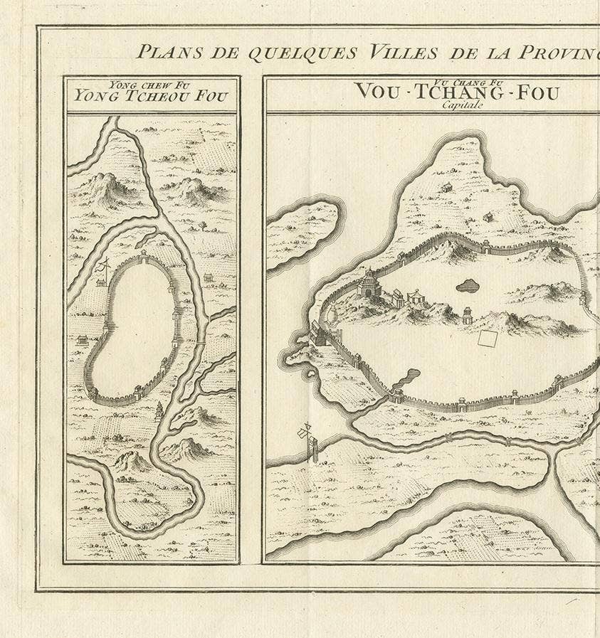 Antique Map of Three Cities of China's Hubei and Hunan Provinces by Bellin, 1755