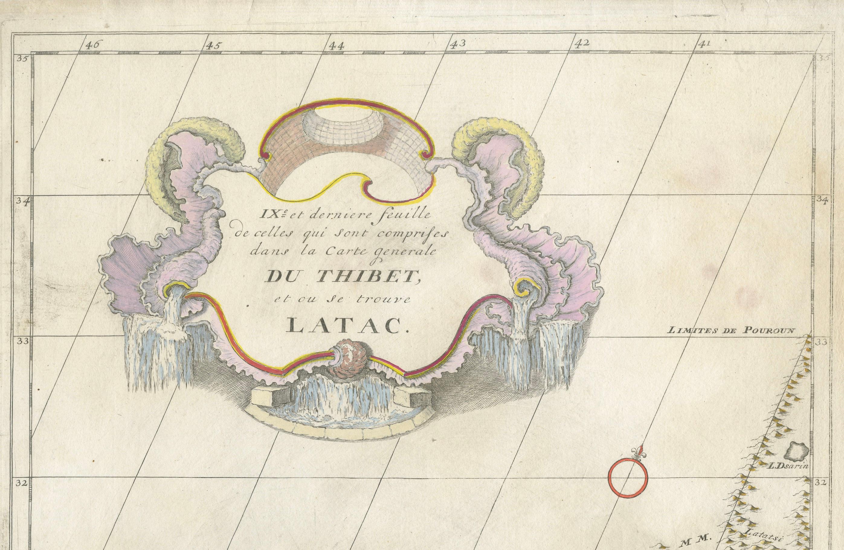 Gravé Carte ancienne du Tibet et du Latac par D'Anville, Paris, 1737 en vente
