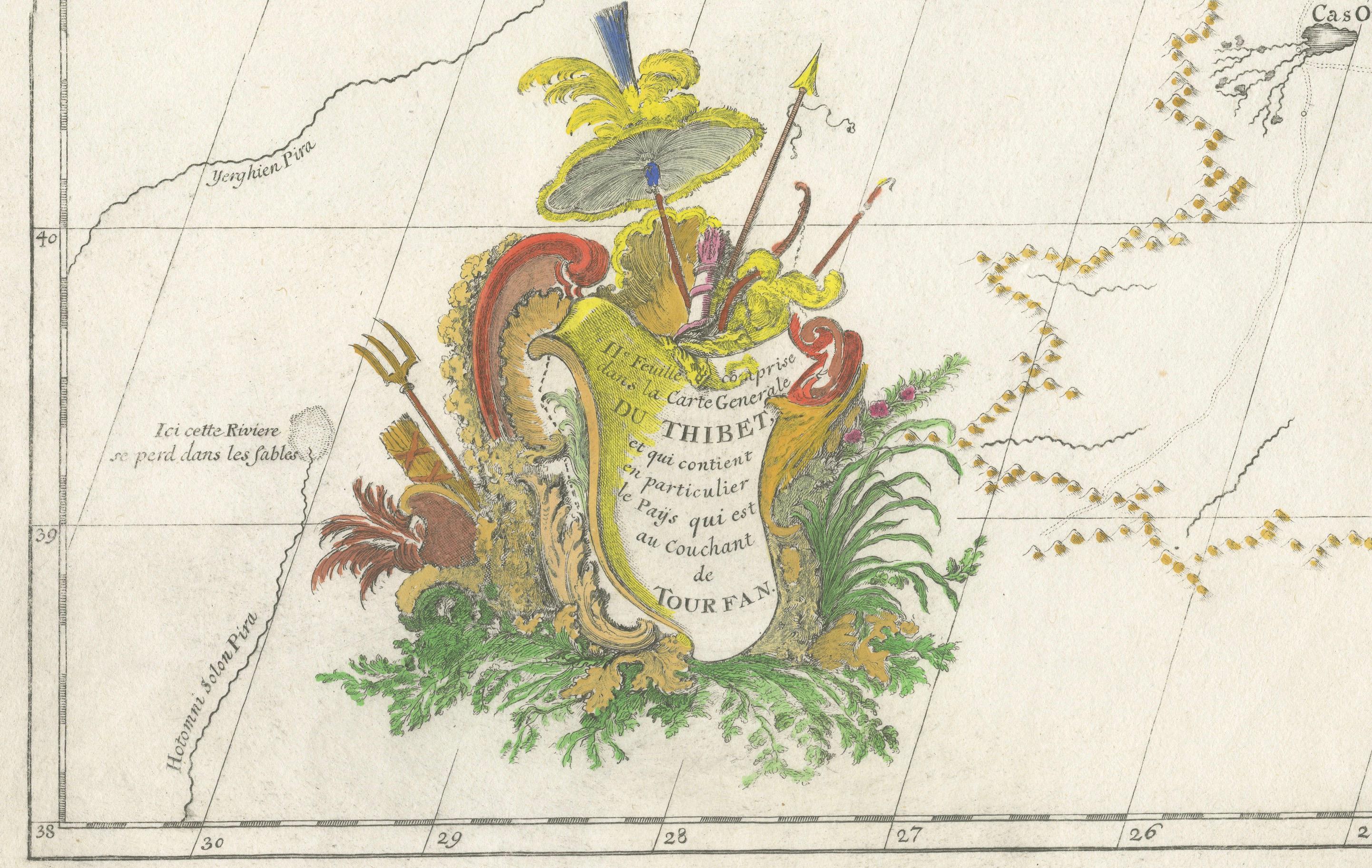 Français Carte ancienne du Tibet et de la région à l'ouest de Turfan par D'Anville, Paris, 1737 en vente