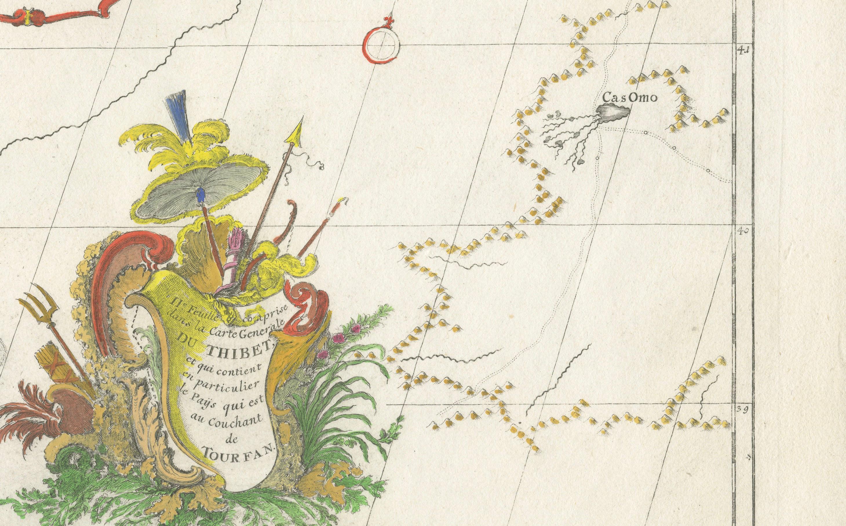Milieu du XVIIIe siècle Carte ancienne du Tibet et de la région à l'ouest de Turfan par D'Anville, Paris, 1737 en vente