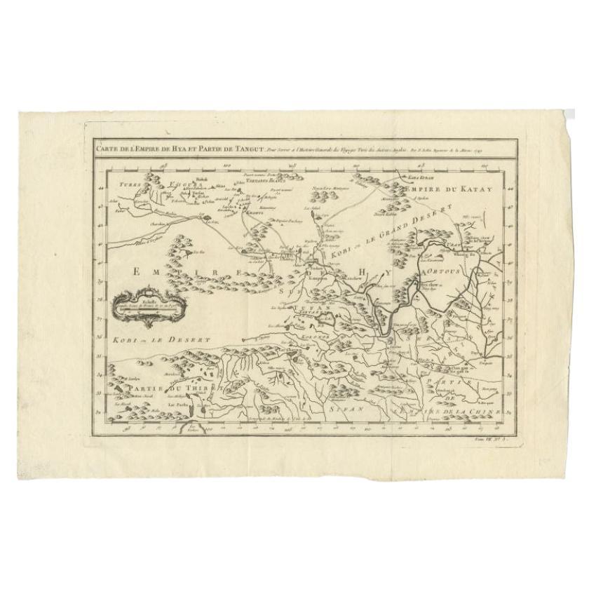 Carte ancienne du Tibet, du désert de Gobi et de la Chine par Bellin, vers 1764