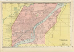 Antique Map of Toledo, Ohio, with Maumee Bay, Rand McNally, 1899