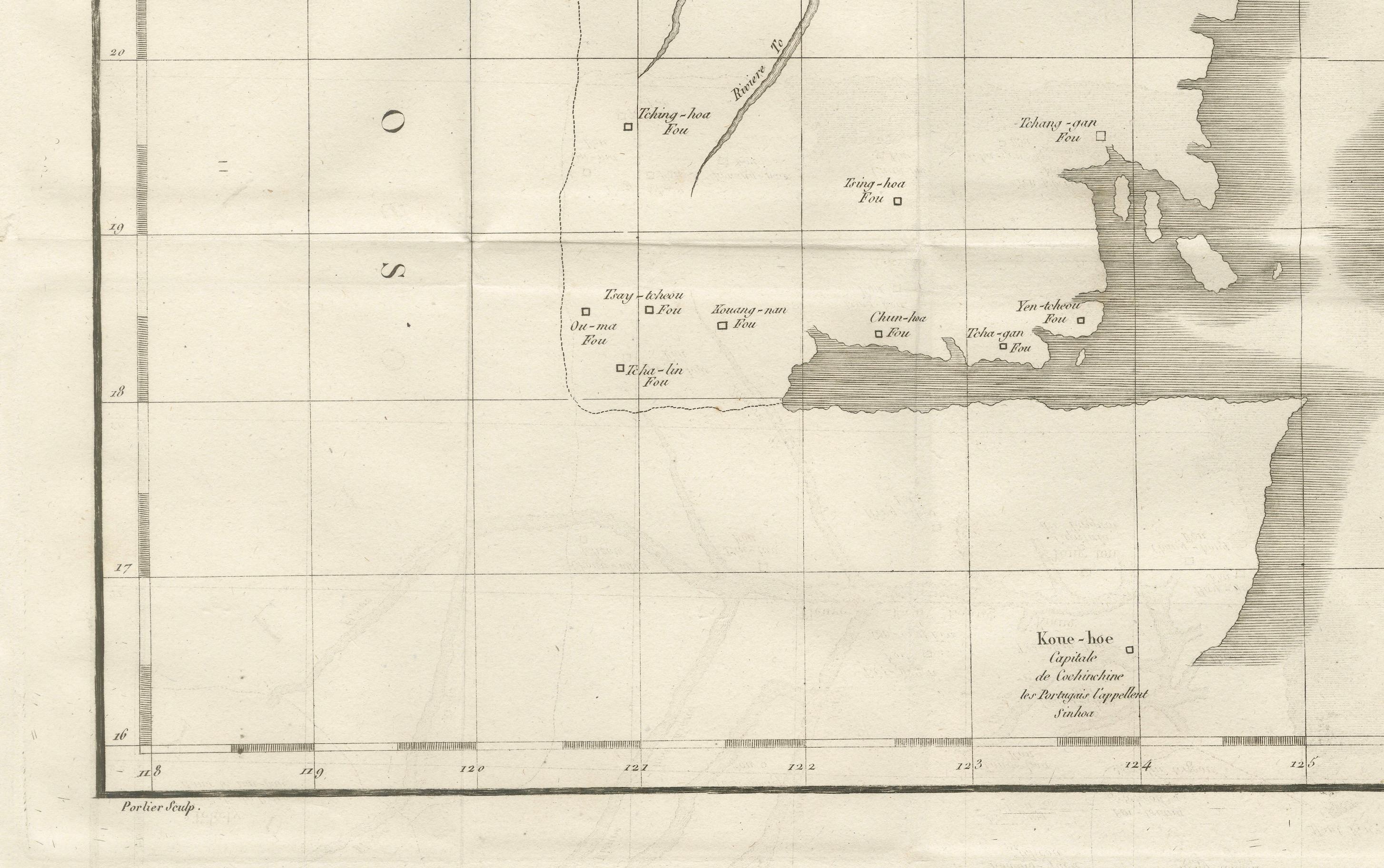 Antique Map of Tonkin and Hainan Island – 18th Century French Engraving In Good Condition For Sale In Langweer, NL