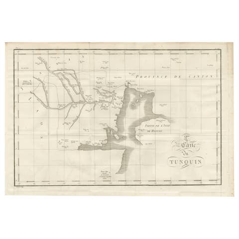 Antique Map of Tonkin and Hainan Island – 18th Century French Engraving